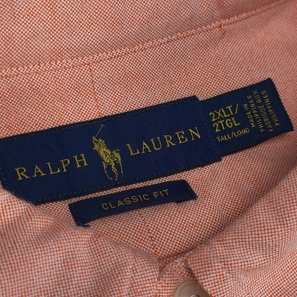 Ralph Lauren Vintage Button Down Shirt Men 2XLT 59" Classic Fit Tall XL Pony Y2k - Picture 5 of 10